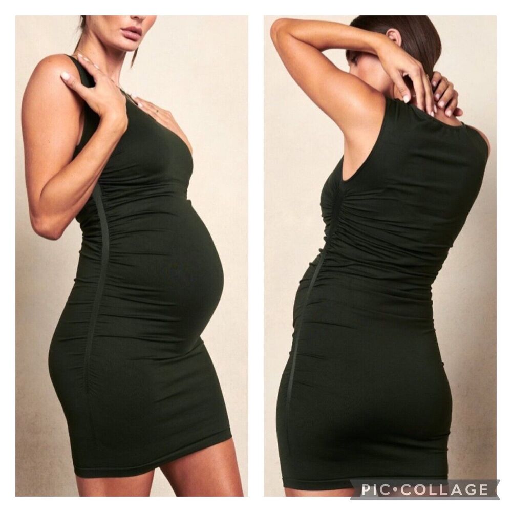 BLANQI Maternity Bodycon Dress in Dark Olive Green